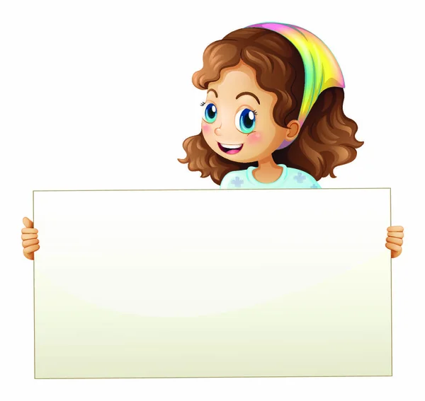 Ilustración Una Niña Sosteniendo Una Pancarta Sobre Fondo Blanco — Vector de stock