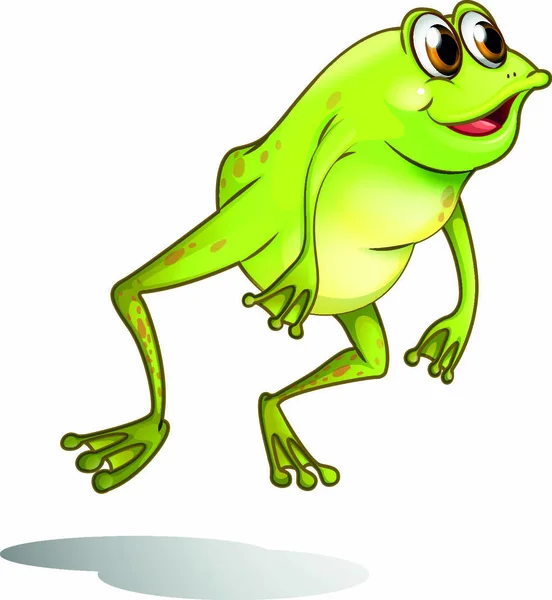 Illustration Green Frog Hopping White Background — Stock Vector