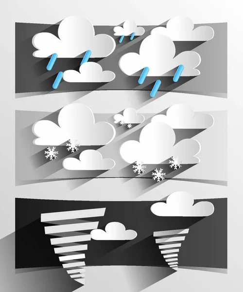 Creative Cartoon Weather Banners Vektorová Ilustrace — Stockový vektor