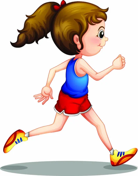 Εικονογράφηση Ενός Νεαρού Κοριτσιού Που Τρέχει Λευκό Φόντο — Διανυσματικό Αρχείο