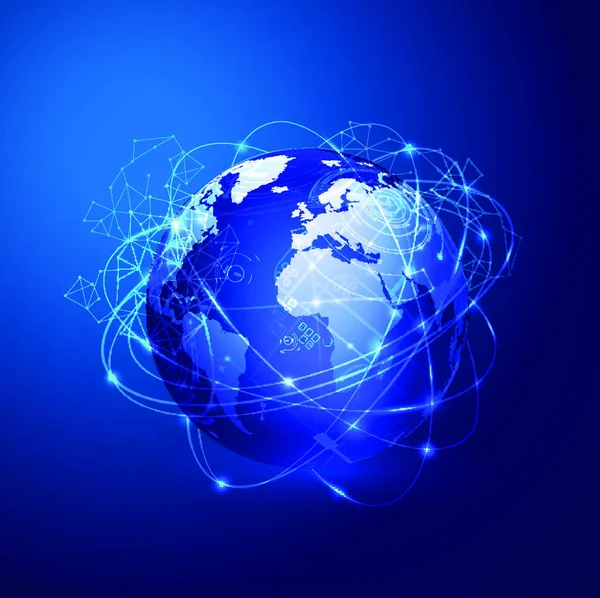 グローバル技術メッシュネットワークベクトル図 — ストックベクタ