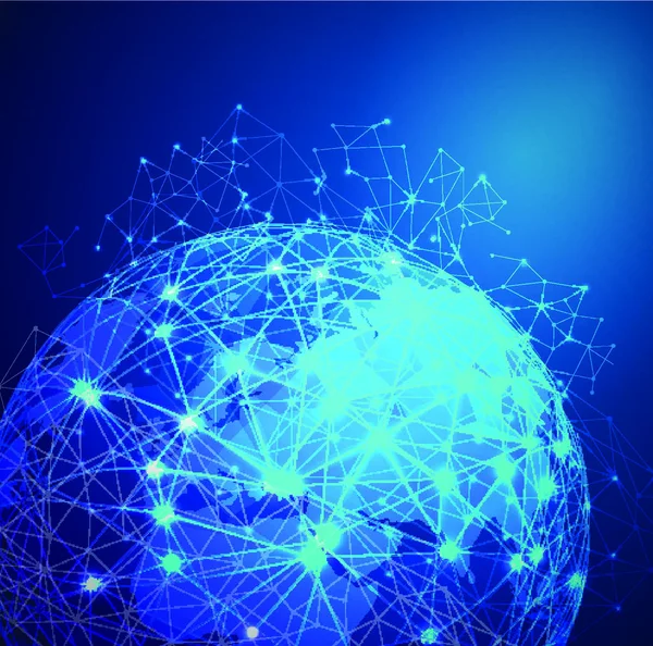 世界メッシュデジタル通信と技術ネットワーク ベクトルEps10 — ストックベクタ