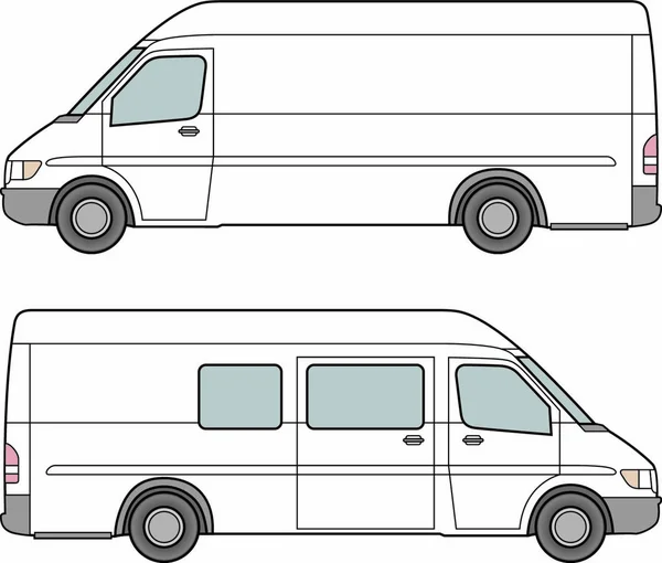 Beyaz Minibüsün Yan Görüntüsü Vektör Llüstrasyonu — Stok Vektör