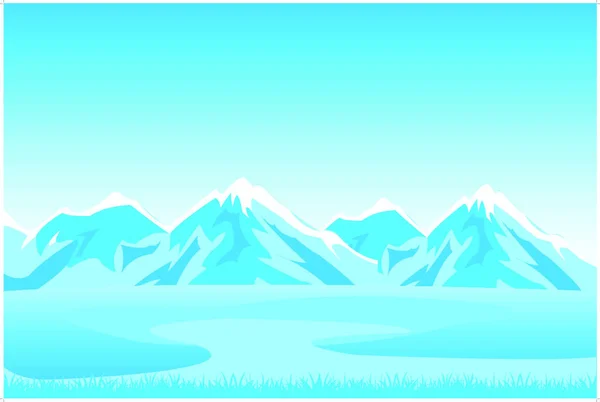 Ilustración Vectorial Del Paisaje Montañoso Invierno — Vector de stock