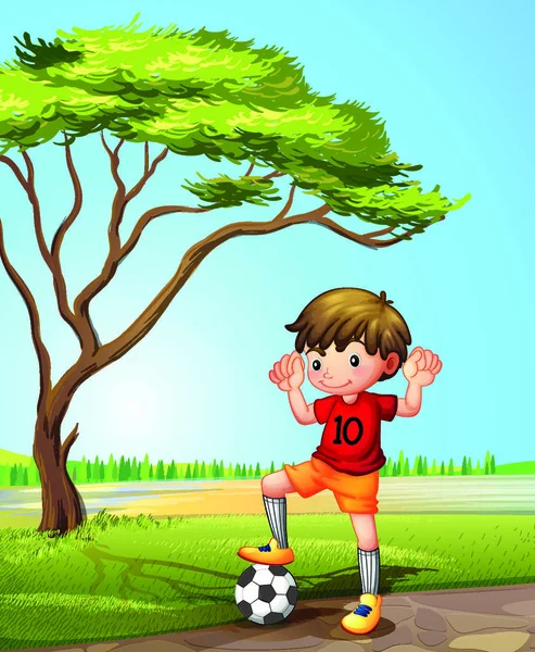 Ілюстрація Хлопчика Футбольним Ячем — стоковий вектор