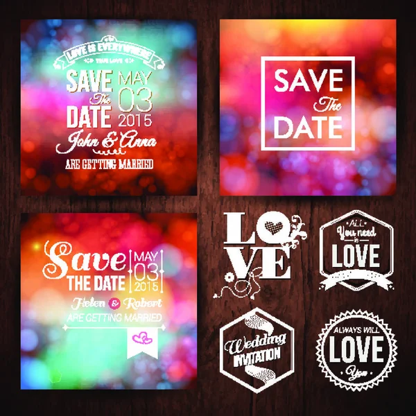 Enregistrer Date Pour Les Cartes Vacances Personnelles Ensemble Invitation Mariage — Image vectorielle