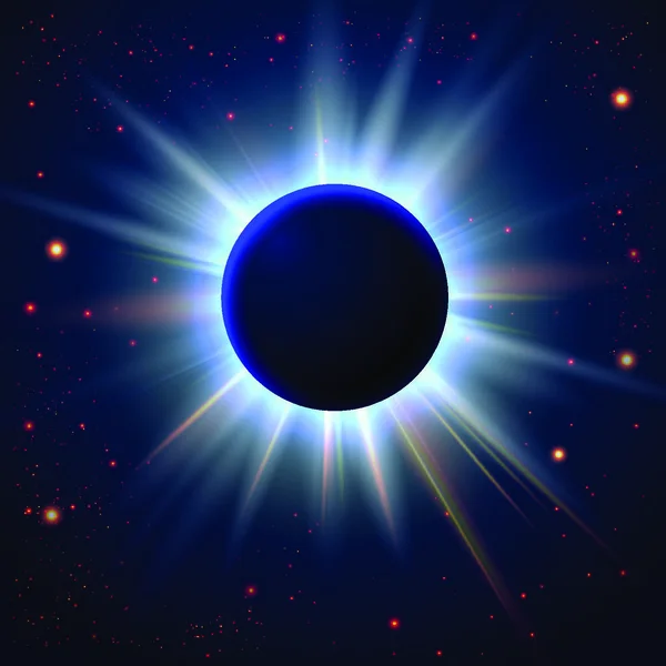 Eclipse Planeta Desconhecido Fundo Cósmico Abstrato Com Lugar Para Seu — Vetor de Stock