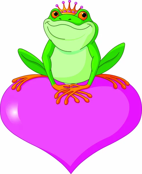 Valentine Frogillustration Frog Prince Waiting Kissed — Stock Vector