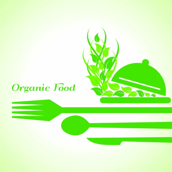 Ekologiczna Koncepcja Projektowania Etykiet Żywności Wektorem Zapasów Widelców Restauracyjnych — Wektor stockowy