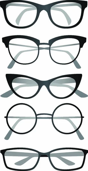 Vektor Ilustrasi Kacamata Diatur Pada Latar Belakang Putih - Stok Vektor
