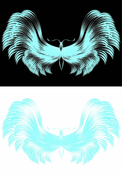 Mariposa Curvas Líneas Azules Sobre Fondo Blanco Negro Ilustración Vector — Vector de stock