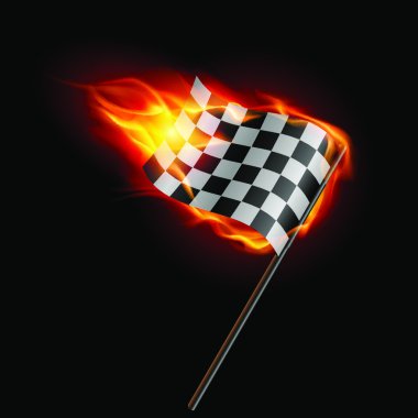 checkered with flames