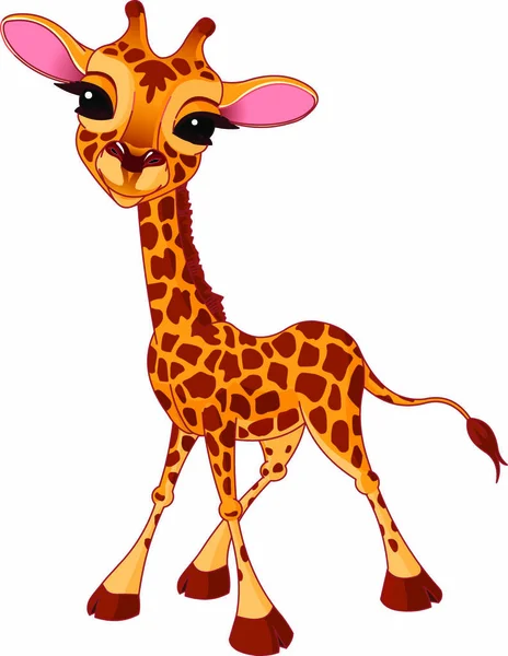 Illustration Little Funny Giraffe Calf — Stock Vector