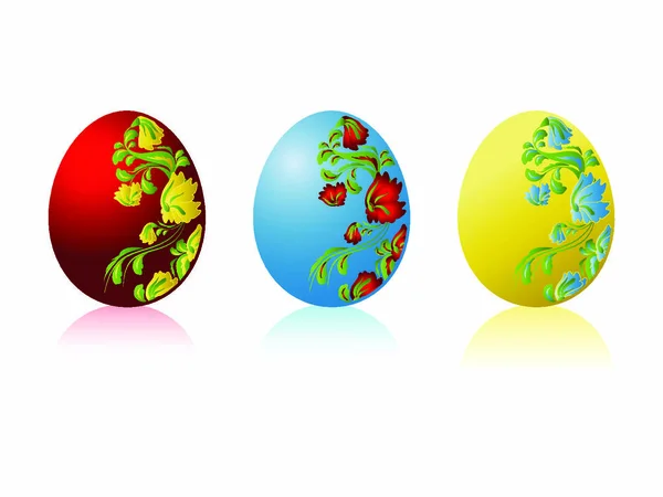 Beyaz Arka Planda Çiçek Desenli Paskalya Vektör Yumurtaları Koleksiyonu — Stok Vektör