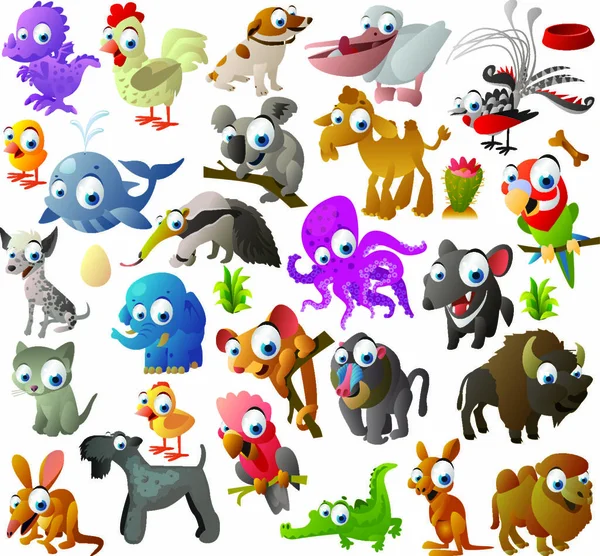 Muchos Animales Icono Plano Vector Ilustración — Vector de stock