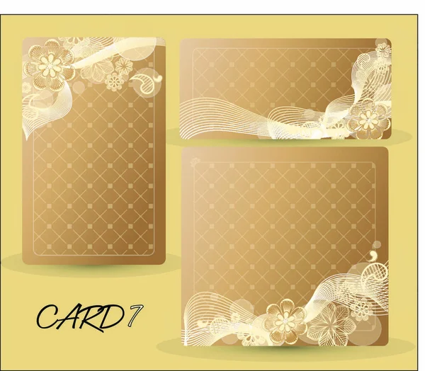 様々なサイズの花の背景を持つカード — ストックベクタ