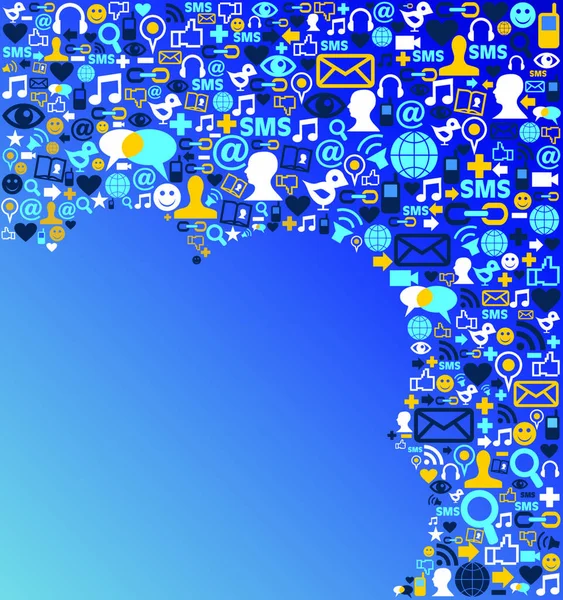 Blaue Social Media Symbole Wolkenform Vektordatei Geschichtet Für Einfache Manipulation — Stockvektor