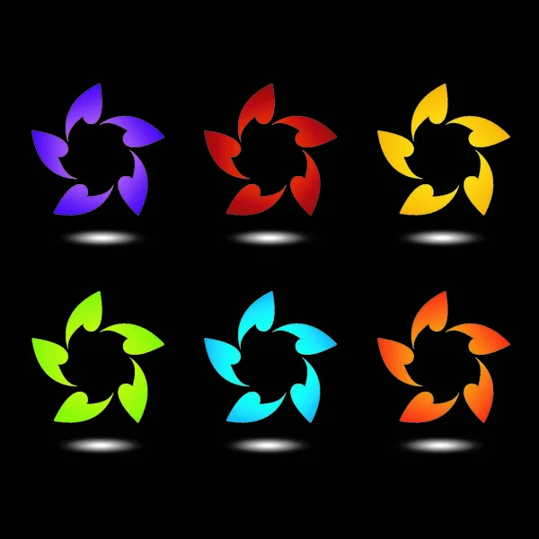 Conjunto Logotipos Flores Colores Con Sombra — Vector de stock