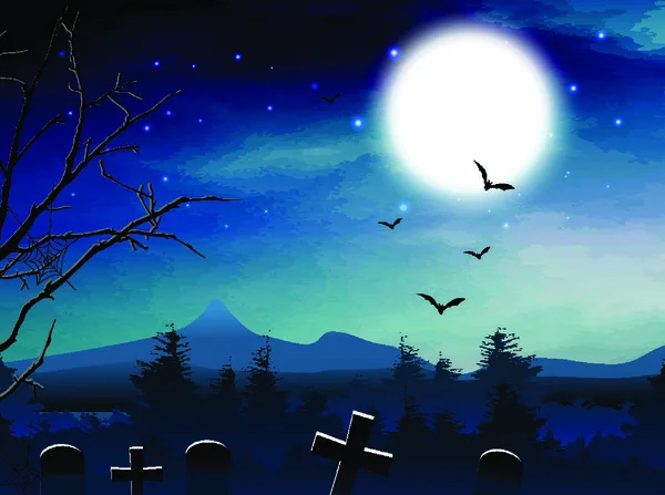 Vektor Illusztráció Halloween Éjszakai Háttér Számára Design — Stock Vector