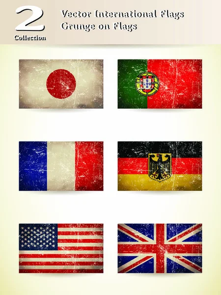 International Flags Gunge Flags Set — Stock Vector