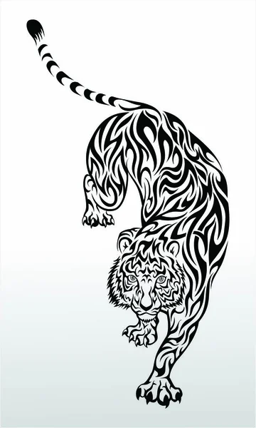 Тигр Племінний Татуювання Дизайн — стоковий вектор