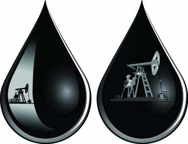 Нефтедобывающие Насосы Капле Нефти Векторная Иллюстрация — стоковый вектор