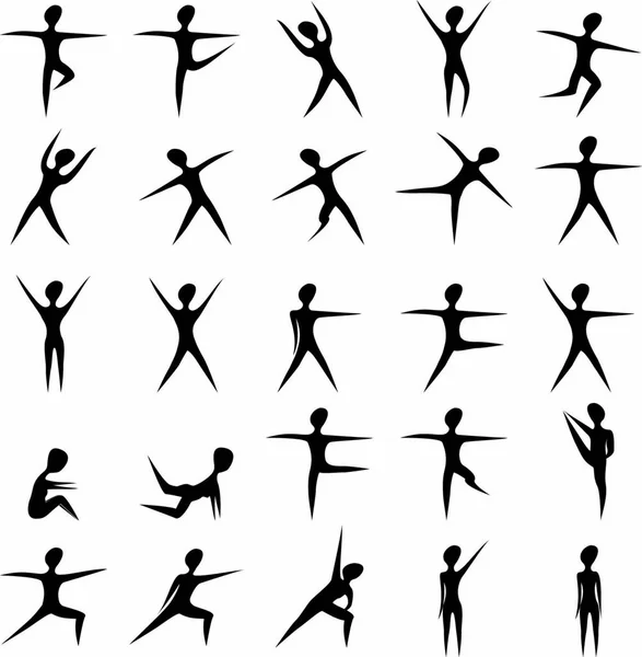 Set Silhouette Stilizzate Fitness Femminile — Vettoriale Stock