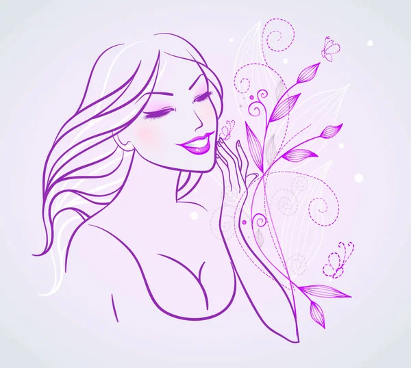 Beauty Woman Flat Icon Vector Illustration — Stock Vector