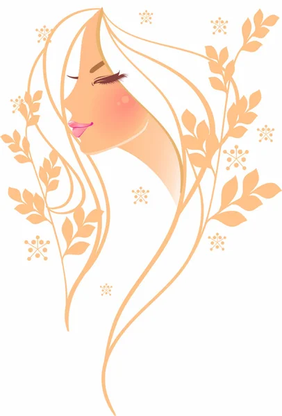 Vector Illustration Beauty Floral Woman — Stock Vector
