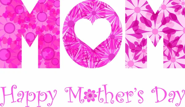 Счастливый День Матери Буквы Алфавита Цветочных Паттернах Белом Фоне — стоковый вектор