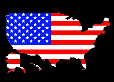 USA map outline with United States flag vector illustration clipart