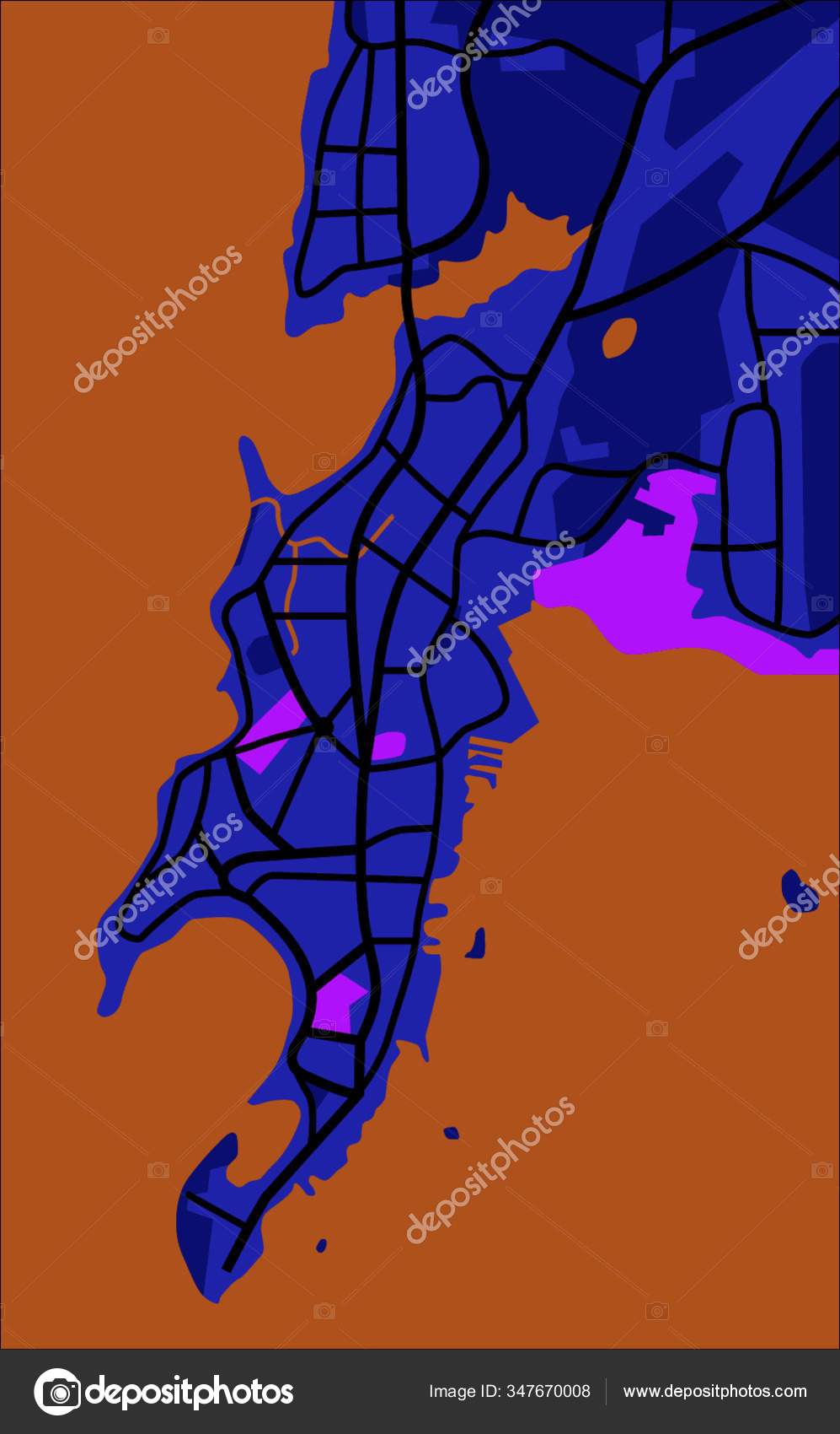 Capas Vector Ilustración Mapa Mumbai Vector de stock por ©YAYImages ...