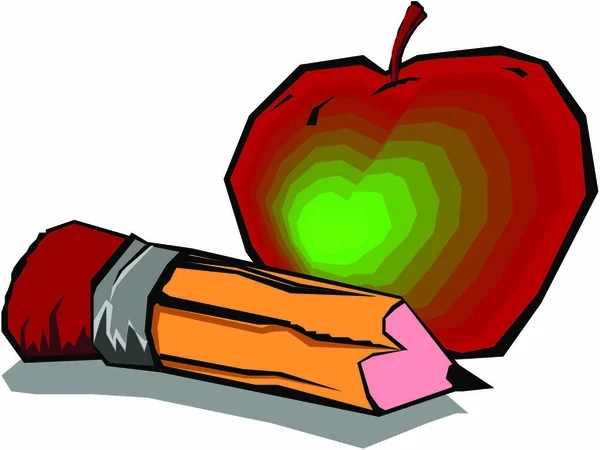Czerwone Jabłko Ołówek — Wektor stockowy