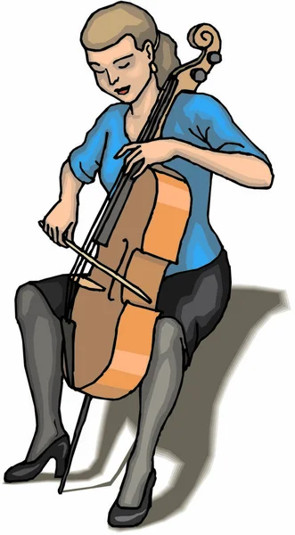 Γυναίκα Βιολιστής Επίπεδη Εικόνα Διανυσματική Απεικόνιση — Διανυσματικό Αρχείο