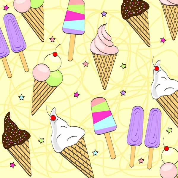 Lindo Helado Sobre Fondo Beige Ilustración Vectorial — Archivo Imágenes Vectoriales