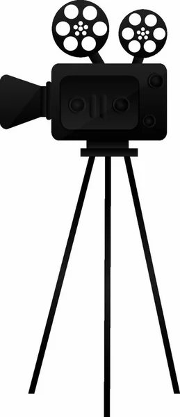 Zwarte Film Filmcamera Witte Achtergrond Vector — Stockvector
