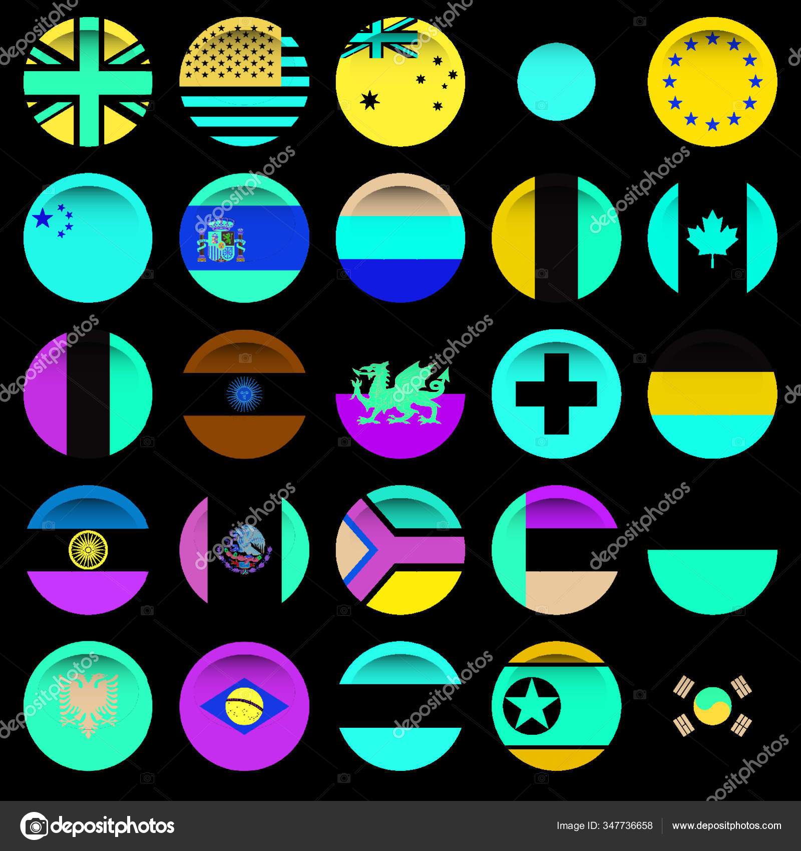 Set Flags World Top States Zip Includes 300 Dpi Jpg Stock Vector Image By C Yayimages