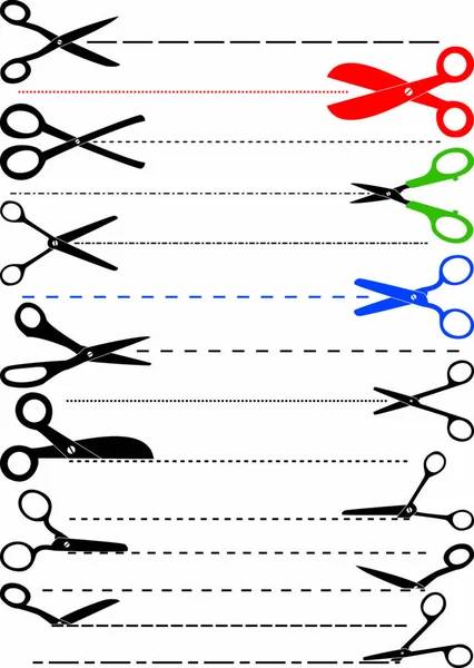 Vector Conjunto Tijeras Corte — Archivo Imágenes Vectoriales