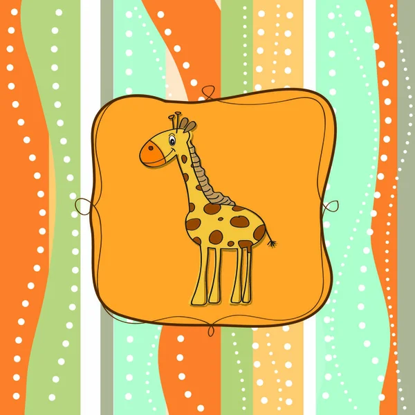 Kindliche Grußkarte Mit Giraffe — Stockvektor
