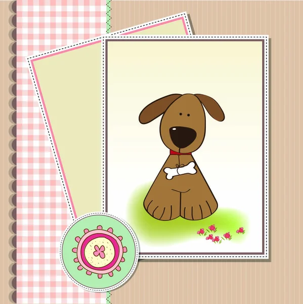 Ρομαντική Κάρτα Ντους Μωρών Σκυλί Διανυσματική Απεικόνιση — Διανυσματικό Αρχείο