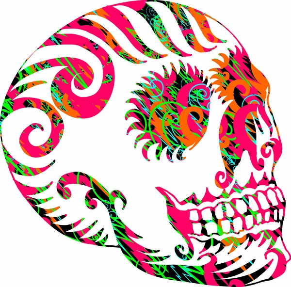 Татуировка Векторного Искусства Черепа Мексиканского Племени — стоковый вектор