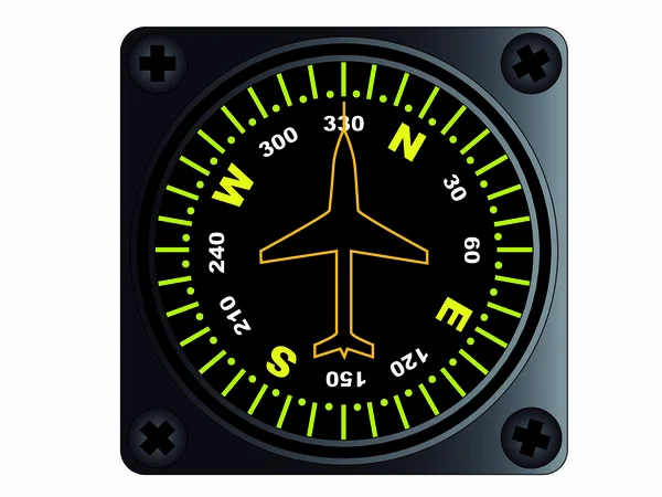 Kompas Typu Používaného Letadle Izolovaný Bílém Pozadí — Stockový vektor