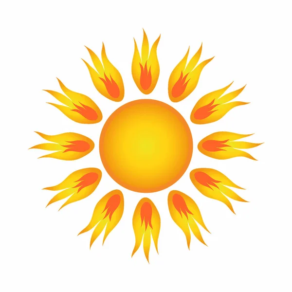 白の上の太陽 ベクトル図 — ストックベクタ