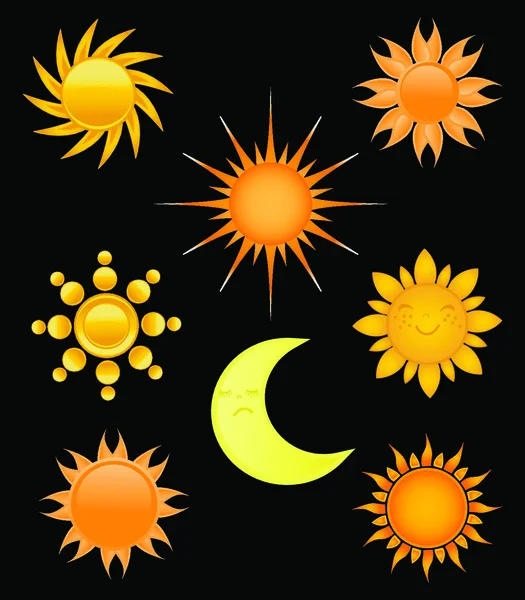 Colección Suns Ilustración Vectorial — Archivo Imágenes Vectoriales