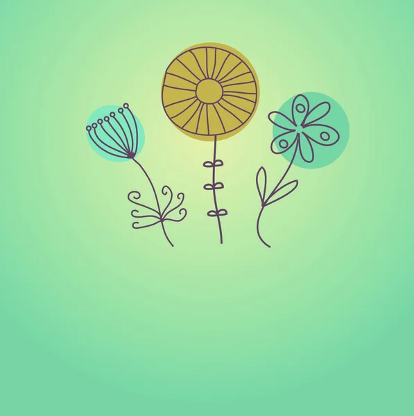 手绘鲜花的复古贺卡 — 图库矢量图片