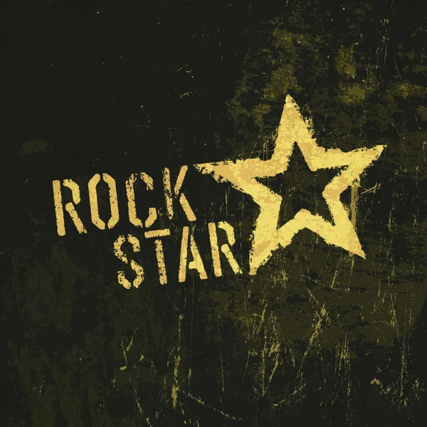 Rock Star Grunge Icon Stained Texture Vector — Stock Vector