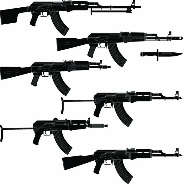 Ilustración Vectorial Capas Rifles Asalto Recogidos — Vector de stock