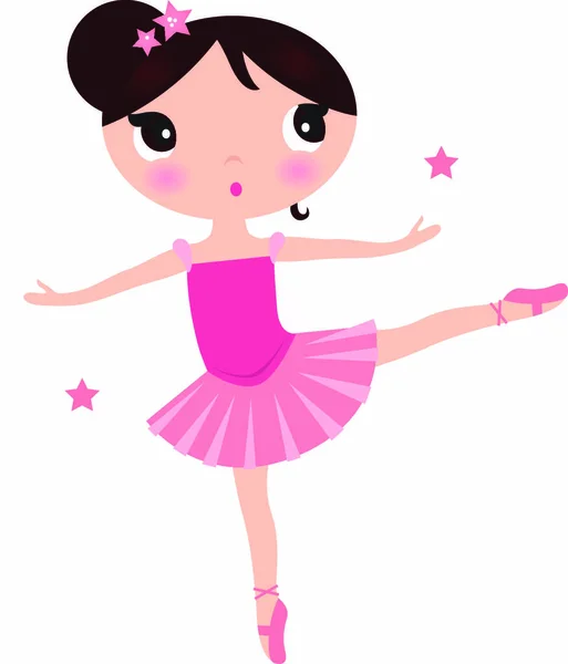 Smuk Lille Ballerina Pige Vektor Tegneserie Illustration – Stock-vektor