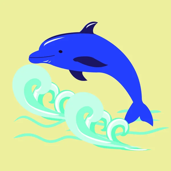 Delfines Nadando Espalda — Vector de stock