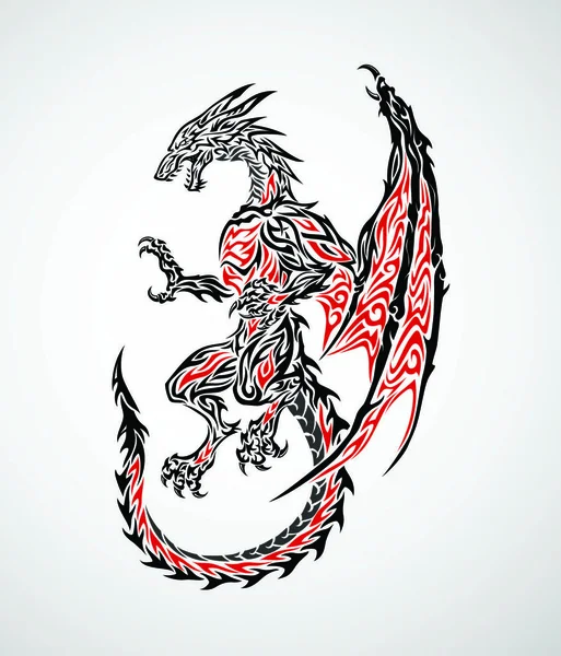 Illustration Graphique Tatouage Dragon Féroce — Image vectorielle